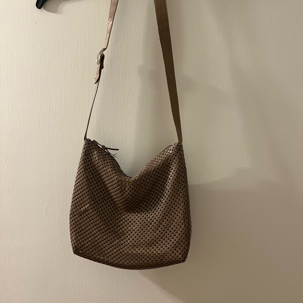 Whiting & Davis Tan Mesh Shoulder Bag